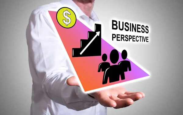 Business-Perspektive Konzept über einer menschlichen Hand — Stockfoto