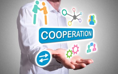 Bir insan eli yukarıda işbirliği kavramı