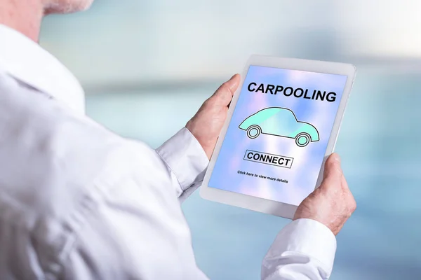 Concetto di car pooling su tablet — Foto Stock
