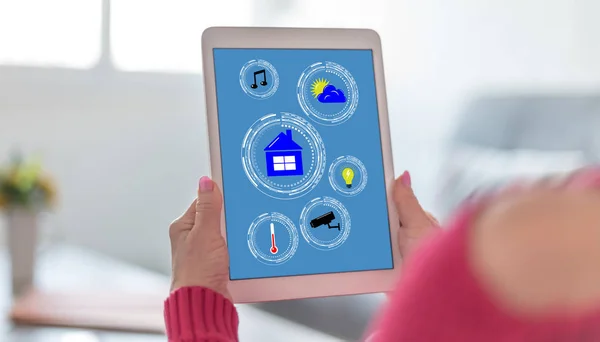 Smart home automation concept on a tablet