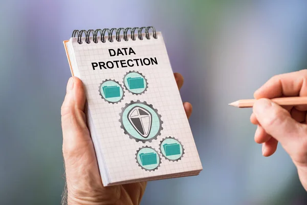 Data protection concept on a notepad