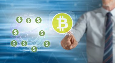 Adam bir bitcoin kavram dokunmadan