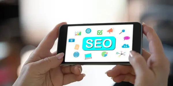 Concepto Seo en un smartphone — Foto de Stock