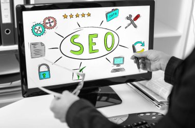 SEO kavramı bilgisayar monitörü