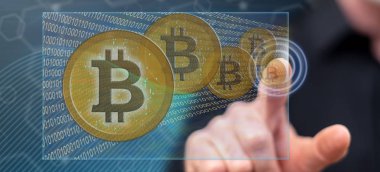 Adam bir bitcoin para birimi kavram dokunmadan