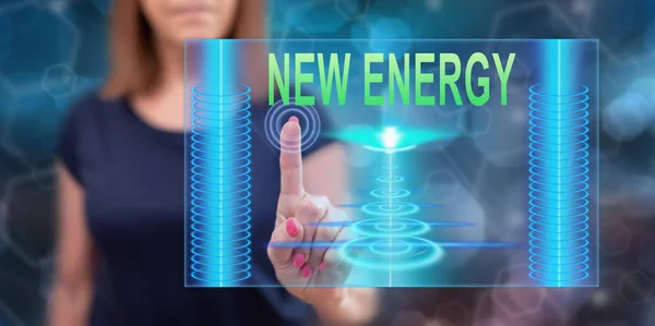 新しいエネルギーコンセプトに触れる女性 — ストック写真