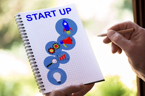 Start up concept on a notepad — Stock Photo, Image