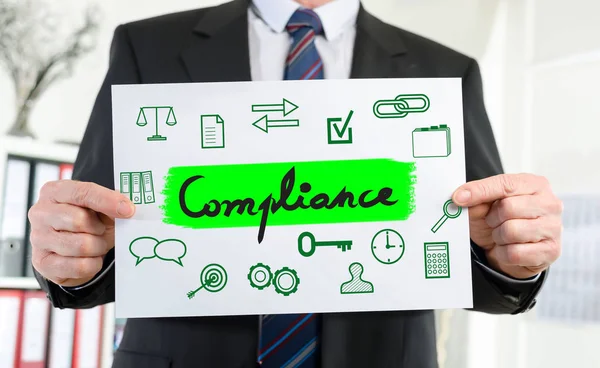 Compliance concept getoond door een zakenman — Stockfoto