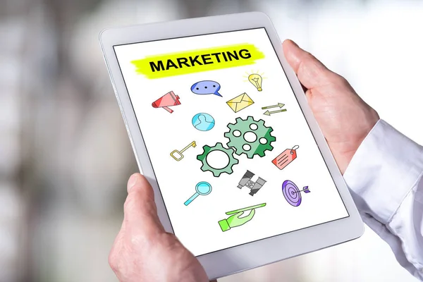 Concepto de marketing en una tableta — Foto de Stock