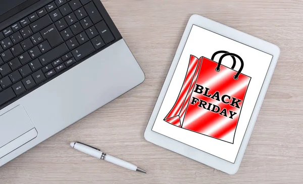 Black friday concept on a digital tablet — Stock Photo, Image