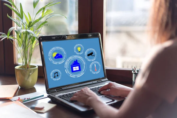 Smart home automation concept on a laptop screen