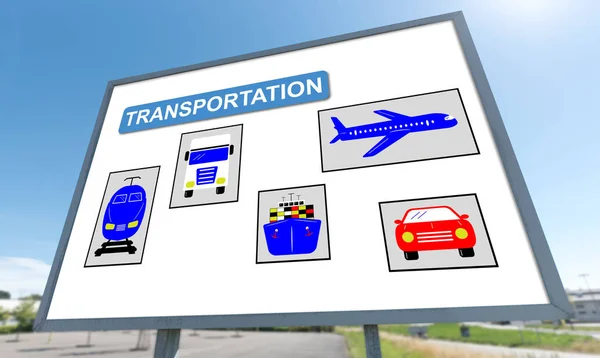 Концепция транспортировки на рекламном щите — стоковое фото