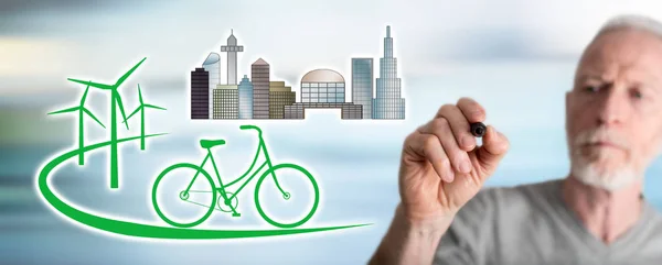 Man drawing eco friendly concept — Stock Photo, Image