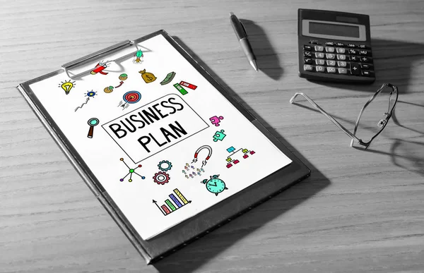 Business plan begrip op een bureau — Stockfoto