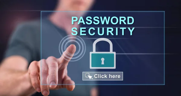 Man touching a password security concept — Stock Photo, Image