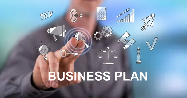 Man touching a business plan concept — Stock Photo, Image