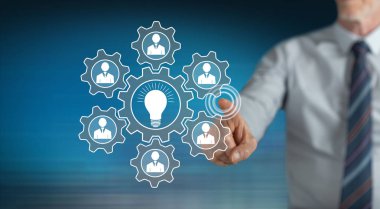 Bir ekip çalışması fikir kavramı dokunmadan adam