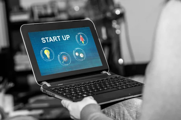 Start up concept on a tablet — Stock Photo, Image