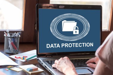 Veri koruma kavramı bir laptop ekranında