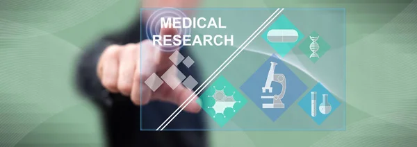 Man touching a medical research concept — Stock Photo, Image