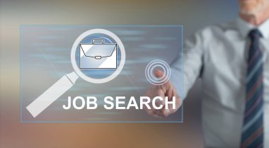 İş arama konseptine dokunan adam