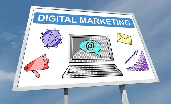 Concepto de marketing digital en una cartelera — Foto de Stock