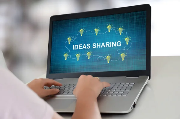 Ideas sharing concept on a laptop