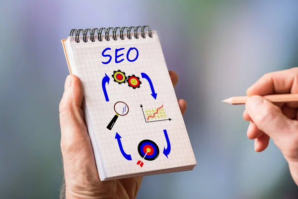 Concepto Seo en un bloc de notas — Foto de Stock