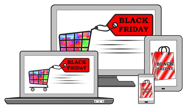 Black friday concept on different devices — Stock Photo, Image