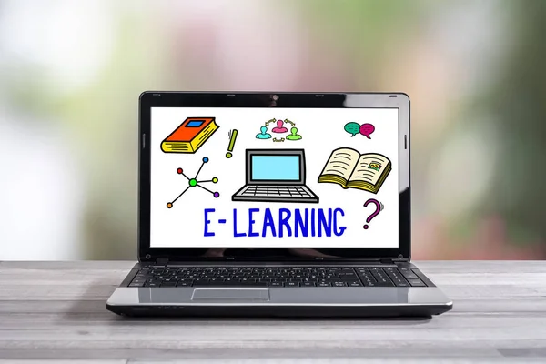 Az E-learning koncepció hordozhatószámítógép-képernyő — Stock Fotó