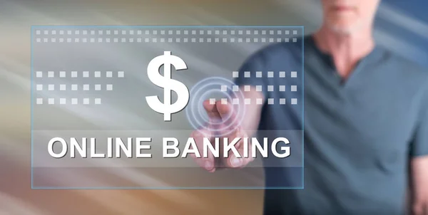 Man touching an online banking concept — Stock Photo, Image