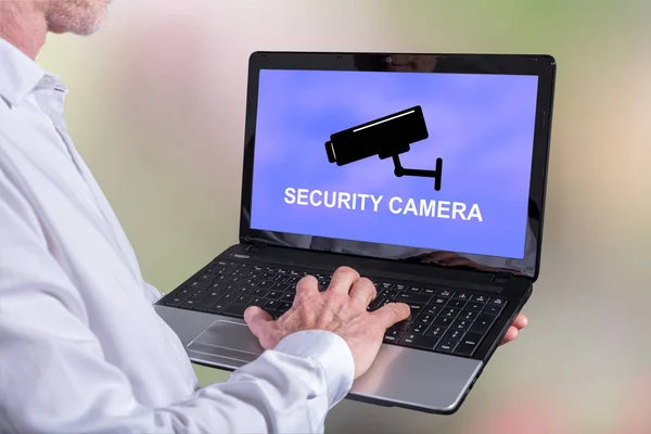 Security camera concept on a laptop