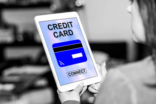 Tablette kredi kartı kavramı — Stok fotoğraf