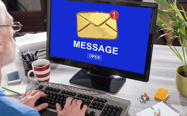 Message concept on a computer