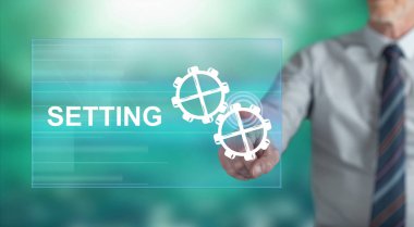 Bir ayar konseptine dokunan adam