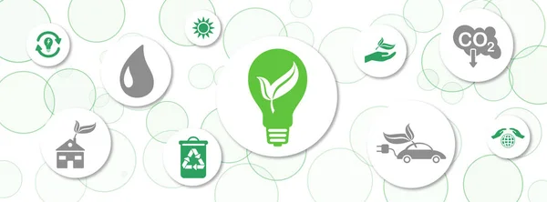 Concept of green energy with icons on circles