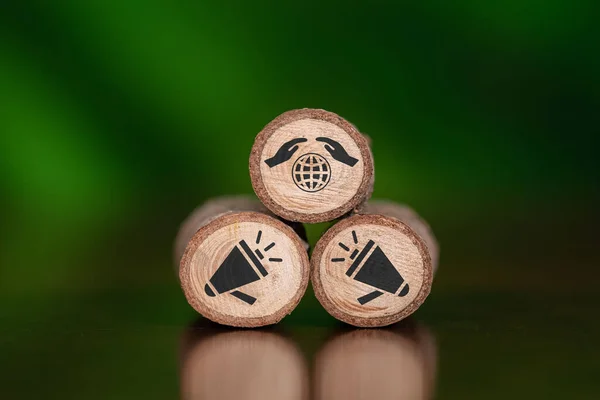 Concept Planet Protection Wooden Logs — Stock Photo, Image