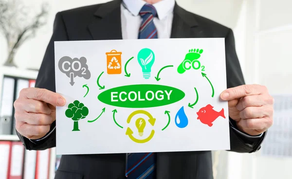 Papier Met Ecologisch Concept Handen Van Een Zakenman — Stockfoto