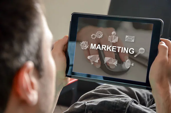 Concepto Marketing Una Tableta — Foto de Stock