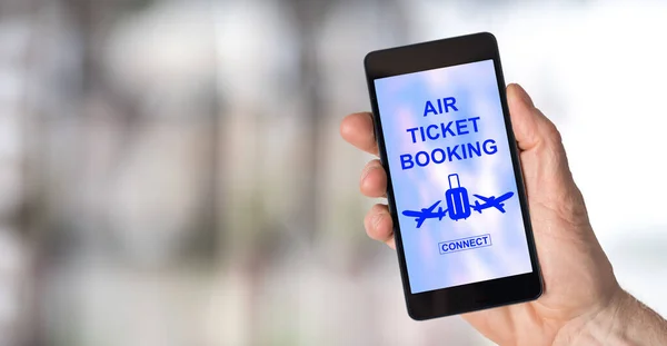 Smartphone screen displaying an air ticket booking concept