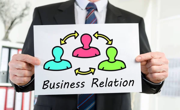 Paper showing business relation concept held by a businessman