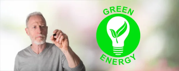 Concepto Energía Verde Dibujado Por Hombre — Foto de Stock