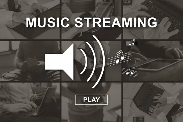 Conceito Streaming Música Ilustrado Por Imagens Fundo — Fotografia de Stock