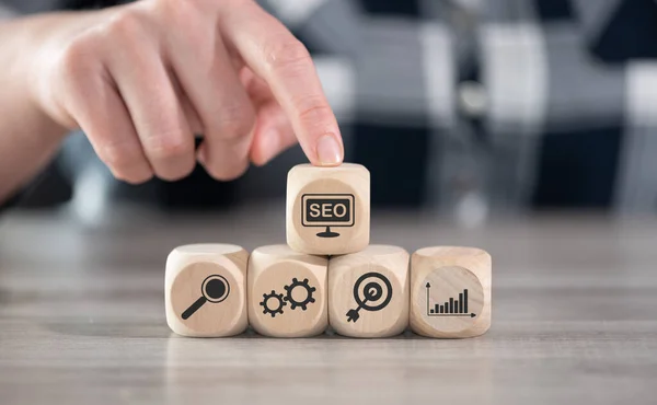 Concept Seo Icons Wooden Cubes — Stock Photo, Image