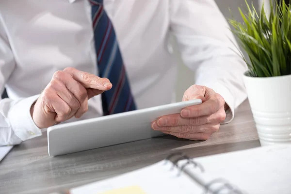 Businessman Using Digital Tablet Workplace — Stock Photo, Image