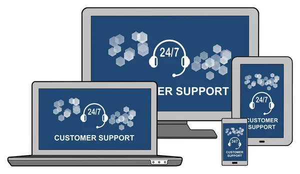 Concepto Soporte Cliente Mostrado Diferentes Dispositivos Tecnología Información — Foto de Stock