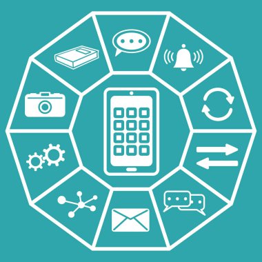 Elmas yüzeyli simgeli uygulamalar kavramı