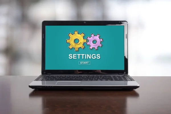 Settings concept on a laptop screen