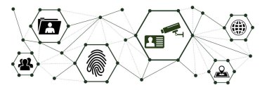 Bağlı simgeleri olan kapalı devre TV kavramı