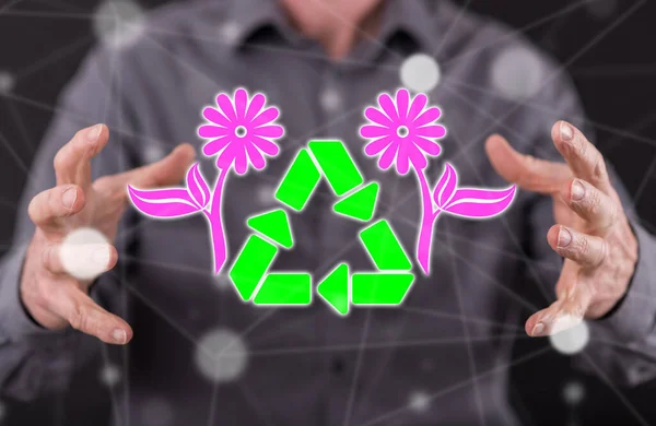 Recycling Concept Hands Man Background — Stock Photo, Image